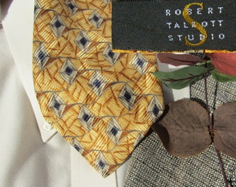 Vintage brown suit necktie -silk necktie, men's neckwear, tie, necktie, Brown pattern neck tie - preppy tie - gift for men,  # 101