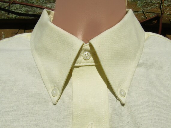 Vintage Dress Shirt men -Yellow Long sleeve shirt… - image 3