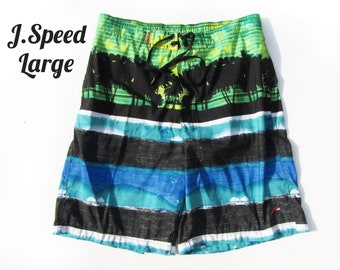 Vintage swim trunks men, Vintage swim shorts, menswear swim suit -Green swim trunks, men's summer shorts, J.Speed  -Size Large - # 24