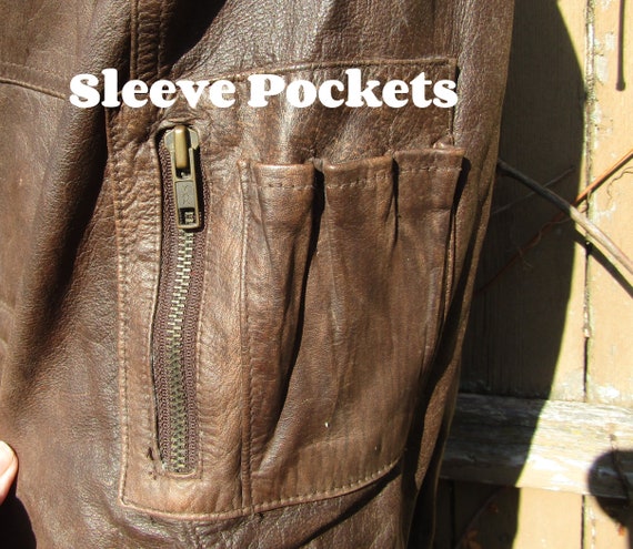 Leather Bomber Jacket Men , Vintage leather coat … - image 7