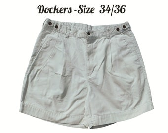 Vintage Tan shorts men -Pleated front shorts -men's golf shorts ,men's dress shorts, casual shorts, men's tan shorts, Size 34/36 waist, # 65