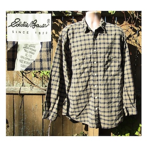 Vintage Plaid Dress Shirt Men -long sleeve shirt -dress shirt men - men&#39;s casual work shirt- button up Shirt -Preppy Shirt -Size XL # 52