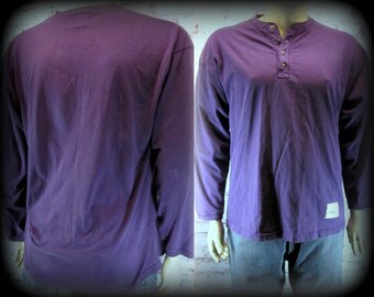 Long sleeve polo shirt, long sleeve t shirt, polo shirt, men's purple shirt, size M 13/ L #