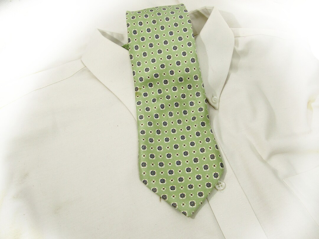 Vintage Necktie Green Silk Necktie Men Wide Tie Designer Etsy