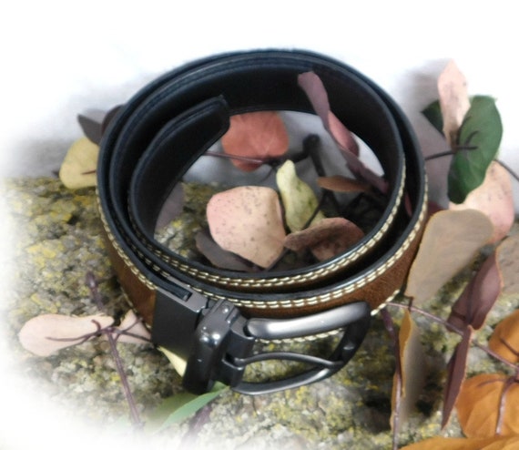 reversible buckle belt -Black brown Leather belt-… - image 4