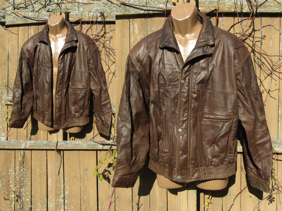 Leather Bomber Jacket Men , Vintage leather coat … - image 2