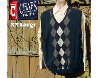 Men's sweater vest, Navy Blue sweater vest, sweater vest - Grandpa sweater vest - preppy sweater vest -Wool Blend    size XX Large ,   # 12