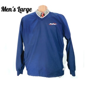pullover windbreaker men - Sports windbreaker men - Long Sleeve windbreaker - Navy Blue size large,