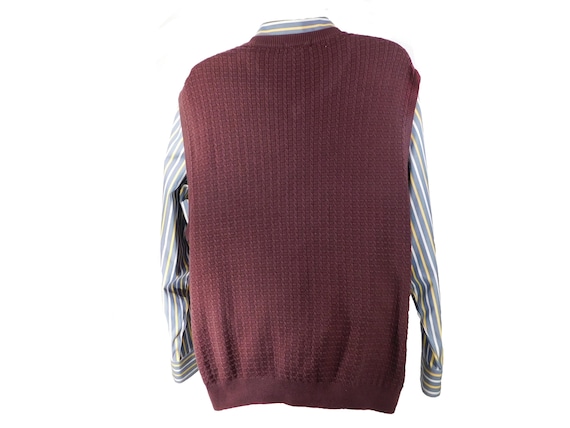 Vintage Burgundy sweater vest men, V neck Preppy … - image 2