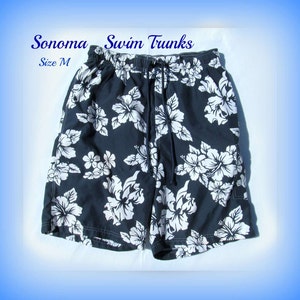 swim trunks,Vintage swim shorts, men&#39;s summer shorts, Size M  32 to 36 waist, # 14
