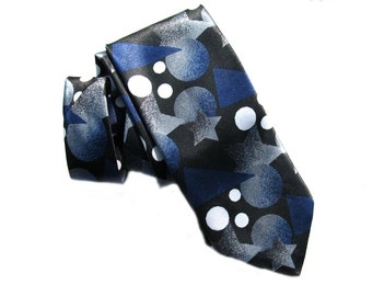 Blue tie,  polyester tie - men's  necktie - gift for Him - suit neck tie, designer tie,   # T 41