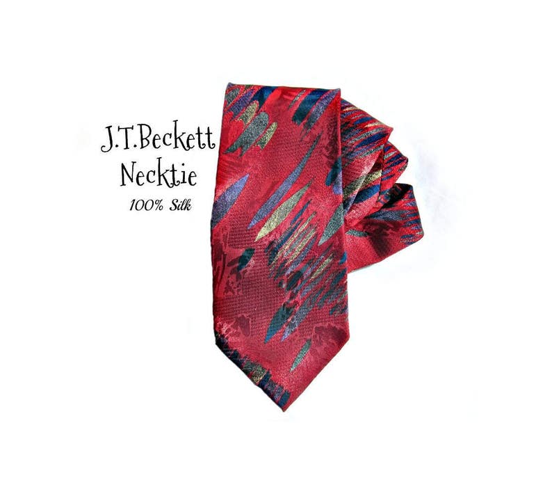 red tie silk tie vintage necktie, wide tie, designer tie, suit necktie, office tie, gift for him, T 69 image 5