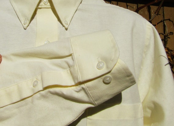 Vintage Dress Shirt men -Yellow Long sleeve shirt… - image 5