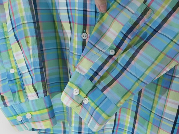 Vintage Plaid Dress Shirt Men -long sleeve shirt … - image 4