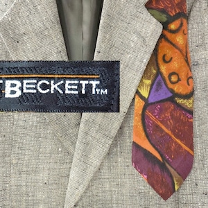 burgundy necktie -abstract tie - office necktie -  vintage 70&#39;s tie -retro fashion tie -burgundy abstract tie - vintage mod necktie - # T 85