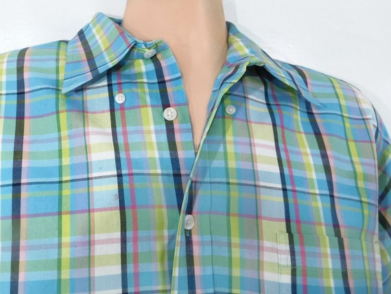 Vintage Plaid Dress Shirt Men -long sleeve shirt … - image 3