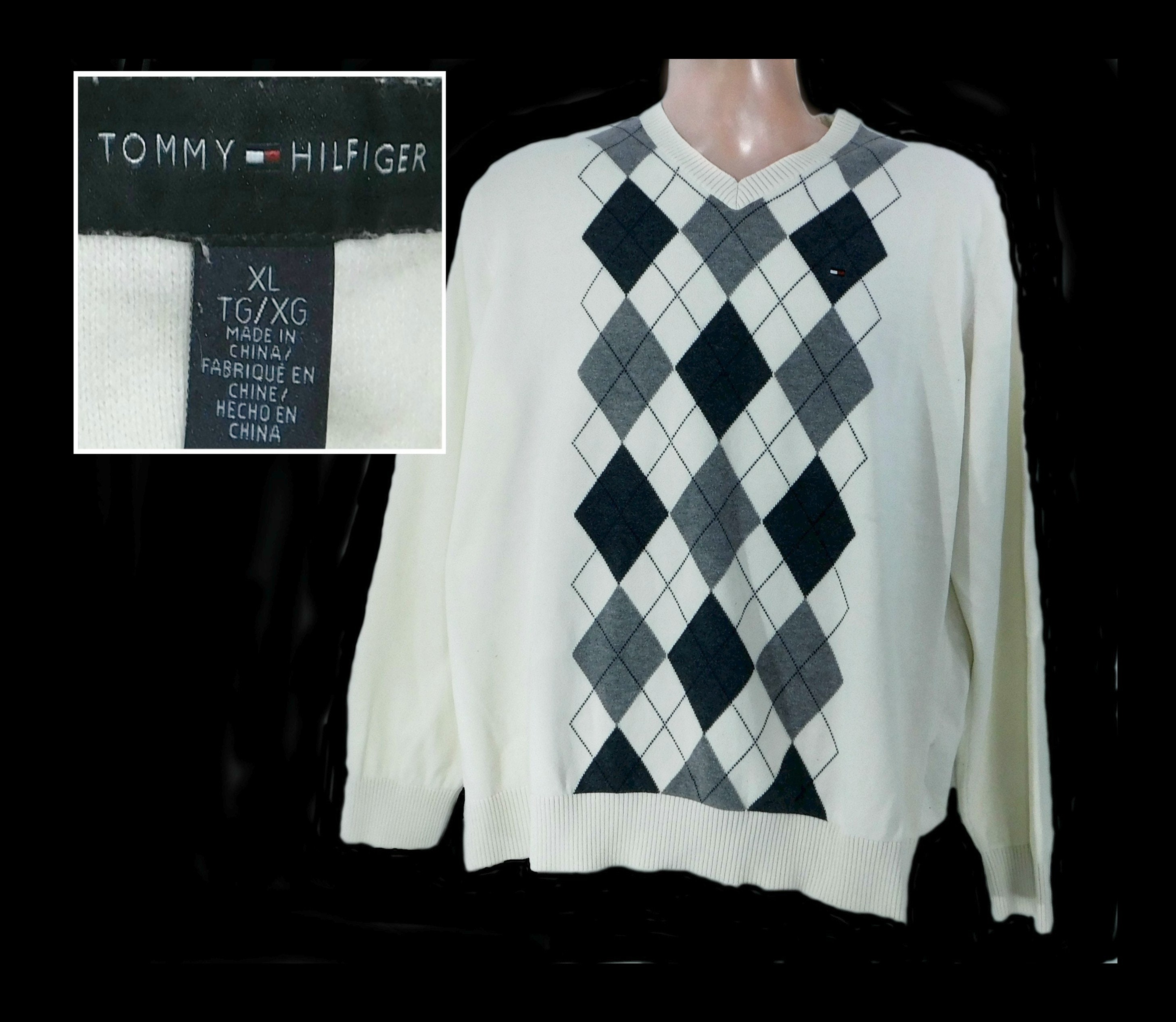 Argyle Sweater White Sweater Men Tommy Hilfiger