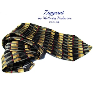 black gold necktie - vintage necktie, wide tie, designer tie, suit necktie, office tie,gift for him, # T 73