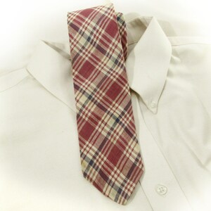 Vintage Plaid neck tie - Vintage Men’s Country neck tie -Pink/Beige/Purple plaid tie -cotton necktie -men&#39;s accessories  -# 84