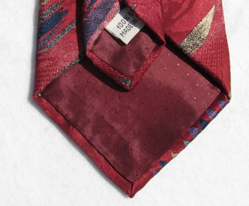 red tie silk tie vintage necktie, wide tie, designer tie, suit necktie, office tie, gift for him, T 69 image 4