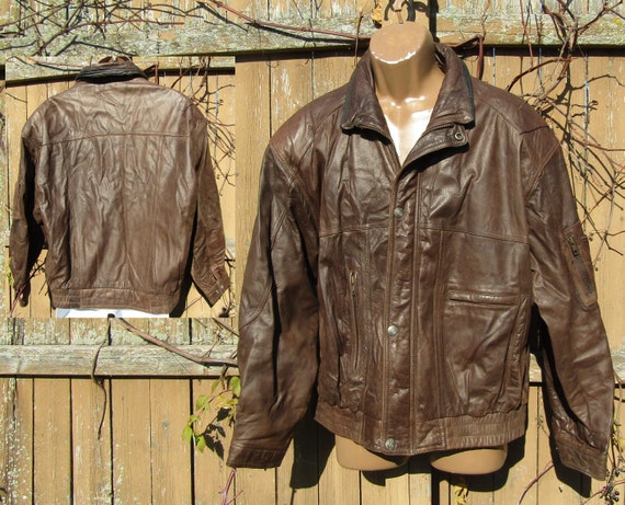 Leather Bomber Jacket Men , Vintage leather coat … - image 1