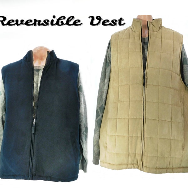 Vintage Reversible Insulated Vest -Hunting Fishing Men -unisex brown vest -men's heavy winter vest - Men's outer wear ,  # 15