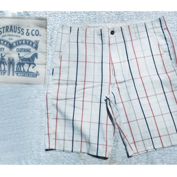 men's summer shorts -Vintage Levi shorts men - plaid shorts men , men's plaid summer shorts, men's  preppy shorts, size 34 shorts men , # 9