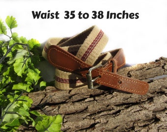 Vintage brown belt. ,men's woven belt , Canvas Cotton Webbing Belt - men's skinny belt -Woven Belt, Weave belt, size 35 to 38 ,  # B 48