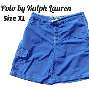 Vintage zwembroek mannen, Vintage zwemshorts, herenkleding zwempak-Blauwe zwembroek, heren zomer shorts, Polo Ralph Lauren -Maat XL - # 20