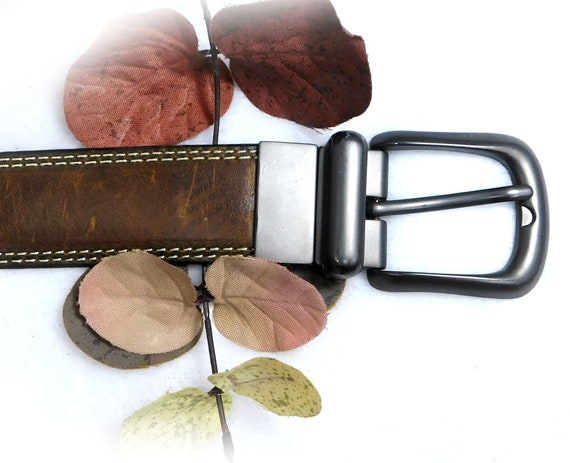 reversible buckle belt -Black brown Leather belt-… - image 5