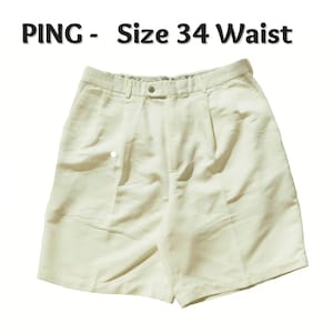 Vintage off white shorts men Pleated front shorts men's golf shorts ,men's dress shorts, casual shorts, men's shorts, Size 34, 63 image 1