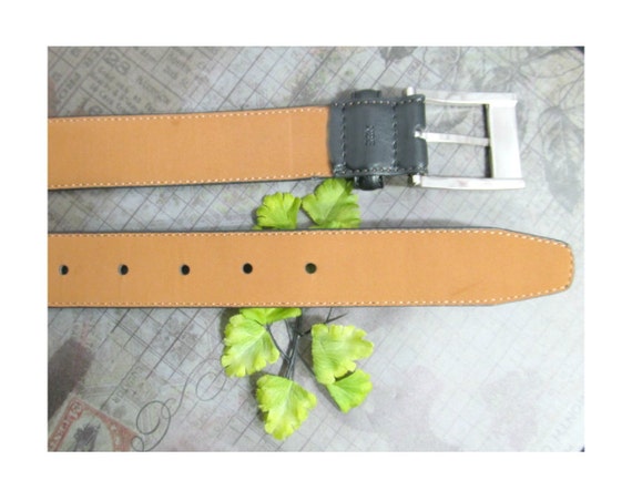 men's Black Leather belt - unisex belt - men's be… - image 4