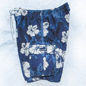 Beach shorts men floral swim shorts blue swim trunks, blue swim shorts, men's summer shorts, Size M 32 to 36 waist, 19 image 3