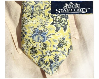 Yellow necktie Men - vintage wide necktie - Stafford designer tie, silk necktie men -suit necktie, office tie, gift for him, # T 20