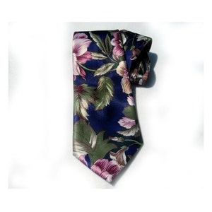 floral tie flowered tie wide flora tie silky tie navy floral tie men's accessories T 27 image 3