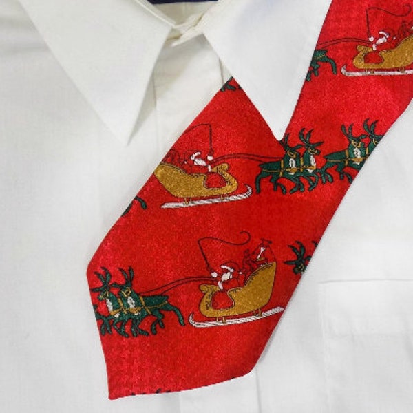 Christmas party tie - Red Santa Christmas tie - Ugly Christmas tie , tacky Christmas necktie - Holiday tie - Christmas necktie  # T 109