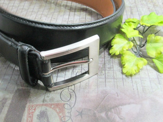 men's Black Leather belt - unisex belt - men's be… - image 2