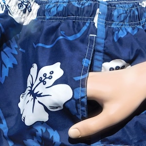 Beach shorts men floral swim shorts blue swim trunks, blue swim shorts, men's summer shorts, Size M 32 to 36 waist, 19 image 5