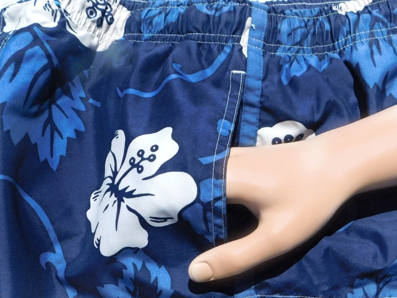 Beach shorts men floral swim shorts blue swim trunks, blue swim shorts, men's summer shorts, Size M 32 to 36 waist, 19 image 5