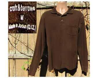 vintage men's Brown polo shirt , boyfriend pullover shirt, crew neck sweater, Long sleeve polo shirt men, Medium Shirt men - # 39