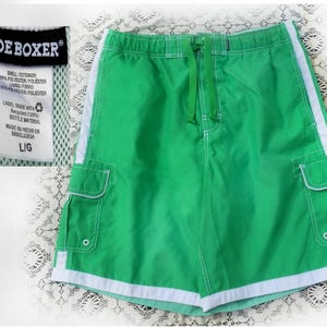 Men&#39;s Green swim trunks - men&#39;s bathing trunks , boxer swim trunks - men&#39;s bathing suit - men&#39;s summer shorts, Size L , # 12