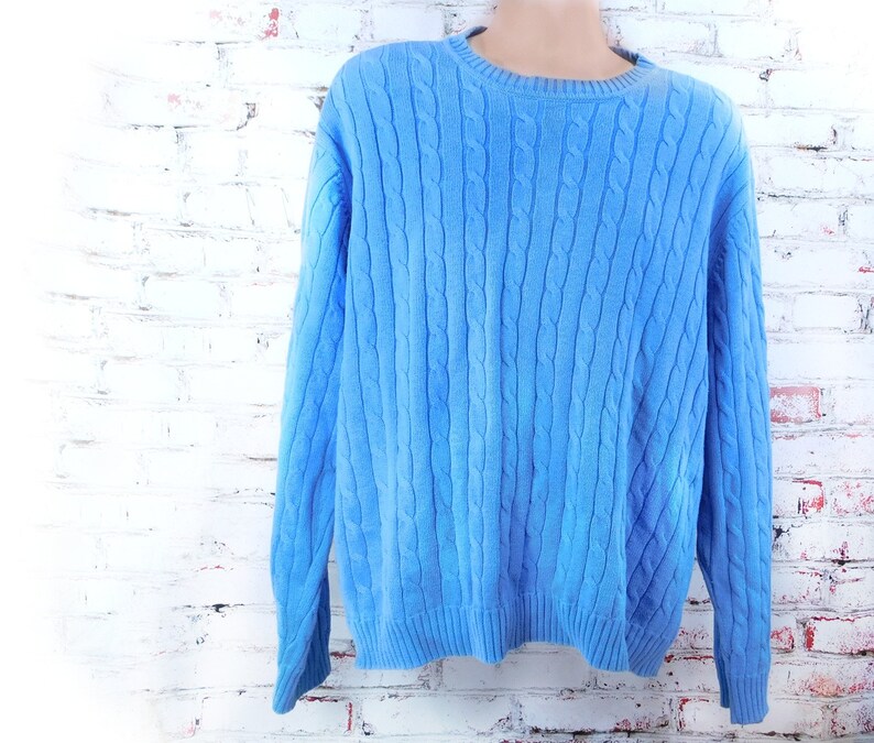 Blue cotton sweater men -unisex sweater pullover sweater # 12 X large sweater boyfriend sweater,crew neck sweater,-cotton sweater men