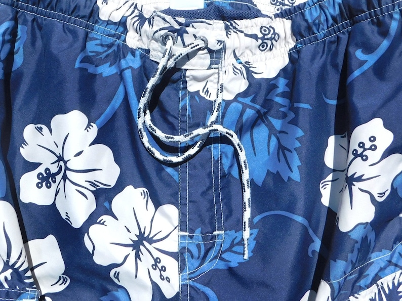 Beach shorts men floral swim shorts blue swim trunks, blue swim shorts, men's summer shorts, Size M 32 to 36 waist, 19 image 2