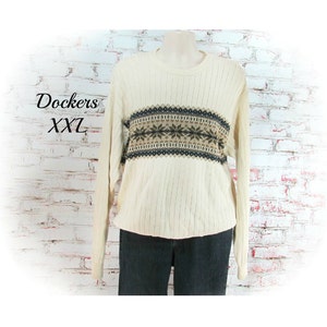 off white crew neck sweater, pullover sweater, boyfriend sweater, cotton sweater - Unisex sweater -  XX large  sweater, # 10