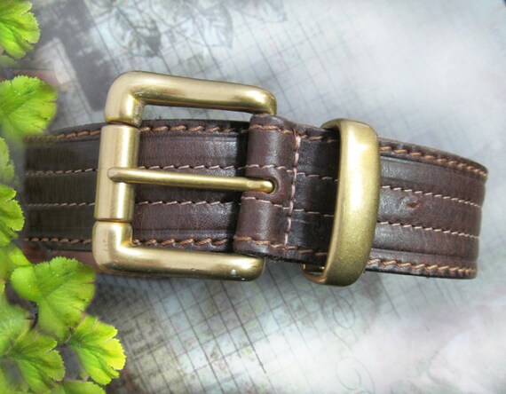 Brown Leather belt - unisex belt - men's belt , G… - image 2