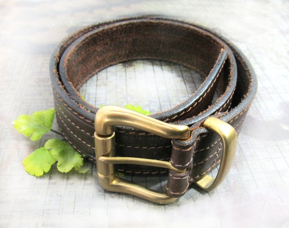 Brown Leather belt - unisex belt - men's belt , G… - image 3