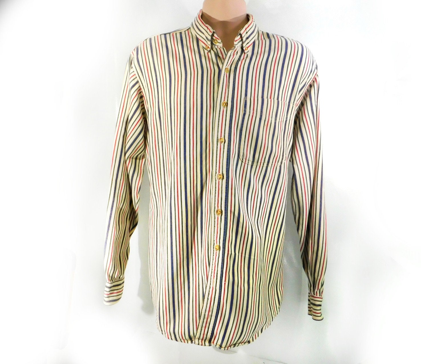 Vintage Stripped Shirt Men button up Shirt Men Vintage Long - Etsy