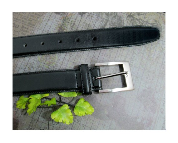 men's Black Leather belt - unisex belt - men's be… - image 5