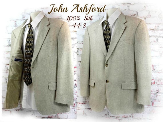 Silk sport coat - tan sport coat - men's silk blaz
