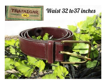 vintage leather belt - Unisize brown leather belt - nice casual belt - small Medium belt -Trafalgar Belt - waist 32 to 37 inches # 45